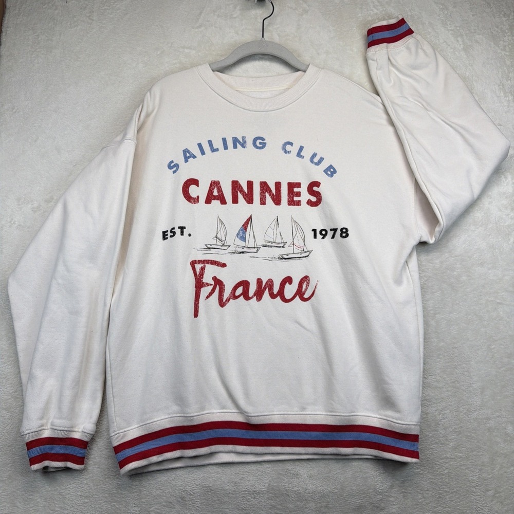 Altar'd State Cannes France Sailing Club Sweatshirt Womens XS Sailboat Coastal